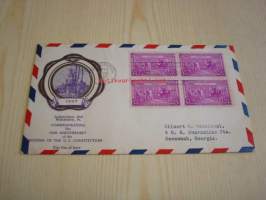 150th Anniversary of U.S. Constitution 1937 USA ensipäiväkuori FDC neljällä postimerkillä