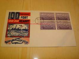100th Anniversary Fort Kearny 1848-1948 USA ensipäiväkuori neljällä postimerkillä