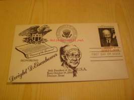 Presidentti Dwight D. Eisenhower 1969 USA ensipäiväkuori harvinaisempi versio