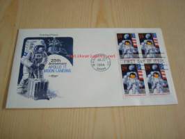 Apollo 11 First Moon Landing 1969-1994 USA ensipäiväkuori FDC neljällä postimerkillä