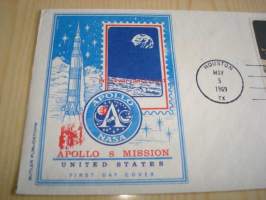 Apollo 8 Mission 1969 USA ensipäiväkuori FDC neljällä postimerkillä