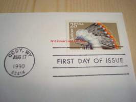 American Indian Shoshone 1990 USA ensipäiväkuori FDC