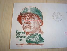Kenraali George Patton 1953 USA ensipäiväkuori FDC WWII, 2. maailmansota