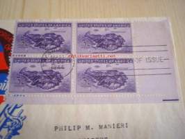 Kenraali Douglas MacArthur 1944 USA ensipäiväkuori FDC WWII, 2. maailmansota, neljällä postimerkillä