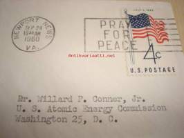 Christening of U.S.S. Enterprice, the world´s first nuclear powered carrier, 1960 USA ensipäiväkuori FDC lähetetty: Mr. Willard P. Conner, Jr., U.S. Atomic