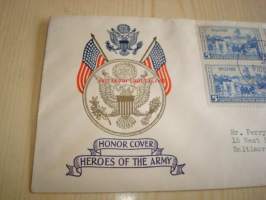 Honor Cover, Heroes of the American Army, Westpoint, Military Academy, New York, 1937, USA ensipäiväkuori.