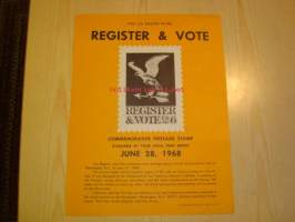Register &amp; Vote, Post on Bulletin Board, 1968, USA.