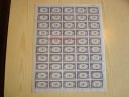 2. maailmansota, miehitetyt valtiot: Korea täysi 50 postimerkin arkki vuodelta 1944, USA, WWII, Overrun Country.