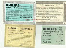 Takuutodistuksia erä Philips, Asa, Miljonär  1960-70 luku