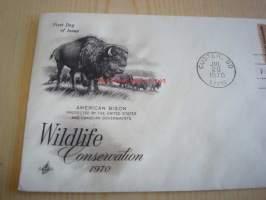 Biisoni, Wildlife Conservation, 1970, USA, ensipäiväkuori, FDC. Katso myös muut kohteeni, noin 1 200 erilaista amerikkalaista ensipäiväkuorta 1920-luvulta