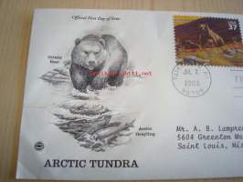 Arctic Tundra, harmaakarhu ja pohjanharjus, 2003, USA, ensipäiväkuori, FDC. Katso myös muut kohteeni, mm. noin 1 200 erilaista amerikkalaista ensipäiväkuorta