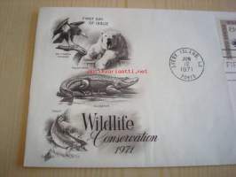 Wildlife Conservation, Californian kondorikotka, 1971, USA, ensipäiväkuori, FDC, 4 erilaista postimerkkiä. Katso myös muut kohteeni, mm. noin 1 200 erilaista