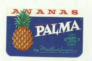 Ananas Palma   -  juomaetiketti 4x7 cm
