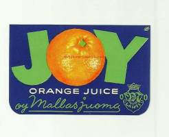 Joy Orange Still Drink  -  juomaetiketti 4x7 cm