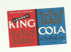King Cola -  juomaetiketti 4x7 cm