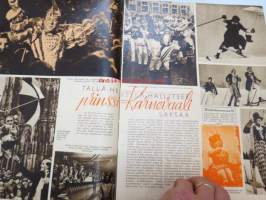 Uusi Suomi Sunnuntailiite 1939 nr 8 sis. mm. seur. artikkelit / kuvat; Runebergin patsaaseen nimi, Karnevaalit Saksassa, Viidakon eläimiä - kameramiehen saalis,