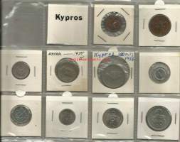 Kypros  tyyppikokoelma 10  eril kolikkoa - kolikko