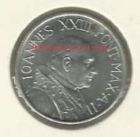 Vatikaani 10 Lire Pyhä Johannes 1958-1963 - kolikko / Vatikaanin liira oli rahayksikkö vuosina 1929–2002. Tänä aikana se oli sidottu Italian liiraan ja oli