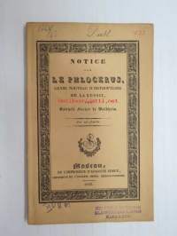 Notice sur Le Phlocerus, genre nouveau d&#039;orthoptéres De La Russie, par Gotthelf Fischer de Waldheim. Avec un planche.. Moscou, 1833 -Moskovassa 1833 painettu
