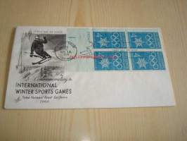Talviolympialaiset, 1960, Olympic Valley, USA, ensipäiväkuori, FDC. Katso myös muut kohteeni, mm. noin 1 200 erilaista amerikkalaista ensipäiväkuorta