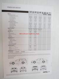 Opel Omega 2000 tekniset tiedot ja varusteet -myyntiesite