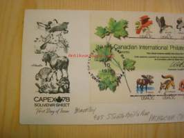 Canadian International Philatelic Exhibition, eläin-ja lintuaiheisia postimerkkejä, 1978, USA, ensipäiväkuori, FDC, hieno. Katso myös muut kohteeni, mm. noin 1
