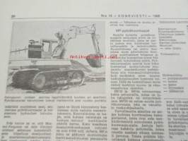 Koneviesti 1968 nr 19, sis. mm. seur. artikkelit / kuvat / mainokset; Kaksivipuohjaus traktorikaivurissa Moottorisahat 1968 ryhmäesittely kuvat ja tekniset tiedot,