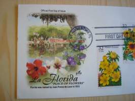 La Florida, Place of Flowers, 2013, USA, ensipäiväkuori, FDC, hieno. Katso myös muut kohteeni, mm. noin 1 200 erilaista amerikkalaista ensipäiväkuorta