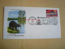 Mustakarhu, Black Bear, Minnesota, 2002, USA, ensipäiväkuori, FDC. Katso myös muut kohteeni, mm. noin 1 200 erilaista amerikkalaista ensipäiväkuorta