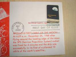 Apollo 8, 1969, USA, ensipäiväkuori, FDC. Katso myös muut kohteeni, mm. noin 1 200 erilaista amerikkalaista ensipäiväkuorta 1920-luvulta 2000-luvulle.
