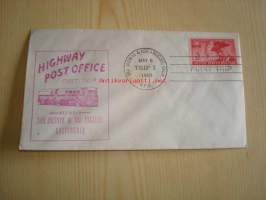 Highway Post Office, postiauto, 1950, USA, ensipäiväkuori, FDC. Katso myös muut kohteeni, mm. noin 1 200 erilaista amerikkalaista ensipäiväkuorta 1920-luvulta