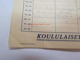 Weilin &amp; Göös Kirjakauppa (Jyväskylä?) - lukujärjestys 1935-36 -school timetable