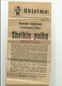 Sheikin poika Rudolf Valentino (1921) 1927 - elokuva  esite  mainos