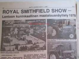 Koneviesti 1979 nr 1, sis. mm. seur. artikkelit / kuvat / mainokset; Aurinkoenergia viljan kuivatuksessa, Royal Smithfield Show - Lontoon kuninkaallinen