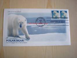 Jääkarhu, Polar Bear, 2009, USA ensipäiväkuori, FDC. Katso myös muut kohteeni, mm. noin 1 200 amerikkalaista ensipäiväkuorta 1920-luvulta 2000-luvulle, kysy