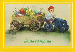 Iloista Pääsiäistä sign Hannes Petersen - postikortti kulkenut 1999