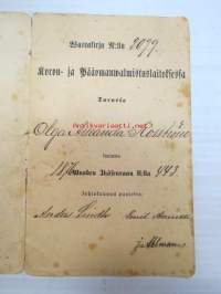 Koron- ja pääomanvalmistuslaitos, Turku - Wastakirja nr 2099 - Olga Amanda Rosström (Lilby Nedergård), kuuluwa 1876 vuoden Ikäseuraan numerolla 443 bank record