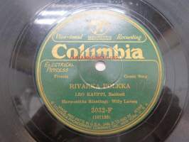 Columbia 3032-F Leo Kauppi - Maailman Matti / Rivakka Polkka -savikiekkoäänilevy, 78 rpm record