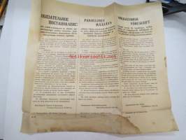 Pakollinen määräys  9. / 22. 1.1915, sellaisia tekoja seuraavasta edesvastuusta, jotka ehkäisevät sota-ajan olojen aiheuttamien tilausten, urakkain ja
