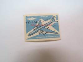 TU-114 lentokone -neuvostoliittolainen tulitikkuetiketti - Soviet matcbox label