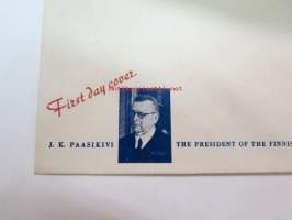J.K. Paasikivi - The President of the Finnish Repblic - First day cover -ensipäivänkuori, ei leimattu