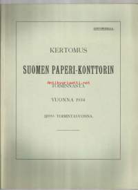 Kertomus Suomen Paperi-Konttorin toiminnasta vuonna 1934 /  Vuonna 1892 oli perustettu Suomen Paperiyhdistys ja vuonna 1904 Suomen Paperikonttori valvomaan