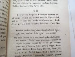 Dissertatio Academica - De affinitate declinationum in lingua fennica, esthonica et lapponica... p.p. Matthias Alexander Castrén, MDCCCXXXIX (1839) -väitöskirja