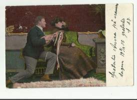 Ei nyt - romantiikkapostikortti  - postikortti kulkenut 1905 merkki pois