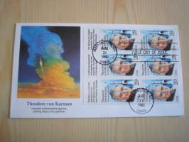 Theodore von Karman, &quot;avaruusajan arkkitehti&quot;, 1992, USA, ensipäiväkuori, FDC, hieno, kuudella postimerkillä. Katso myös muut kohteeni, mm. noin 1 200 erilaista