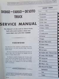 Dodge Trucks Dodge De Soto Fargo - Service Manual, serial numbers starting with xxx-1230000