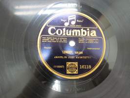 Columbia 16118 Jaarlin uusi kvintetti - Vanhat toverit / Lundby -savikiekkoäänilevy, 78 rpm