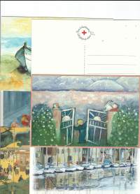 Erä kulkemattomia taidepostikortteja n 12 kpl mm Heljä-Liukko Sundström - postikortti