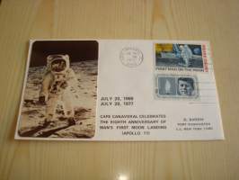 Apollo 11, 1969-1977, USA, ensipäiväkuori, FDC, Sarzin valokuvakuori, harvinaisempi versio, kuoressa myös JFK-postimerkki. Katso myös muut kohteeni, minulla on