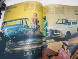 Autojen maailma 1965 nr 1 -Berner Oy Chrysler / Simca -asiakaslehti, sisältää mm. Valiant Barracuda kansikuva, Simca-ajajat Anneli Kangas &amp; Anssi Kukkonen, Curt